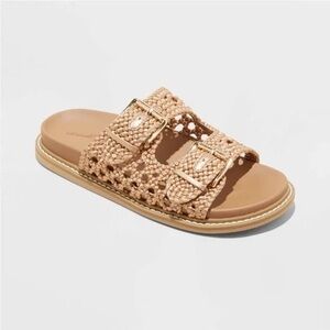Universal Thread Tan Woven Sandals with Buckles Kylie Crochet